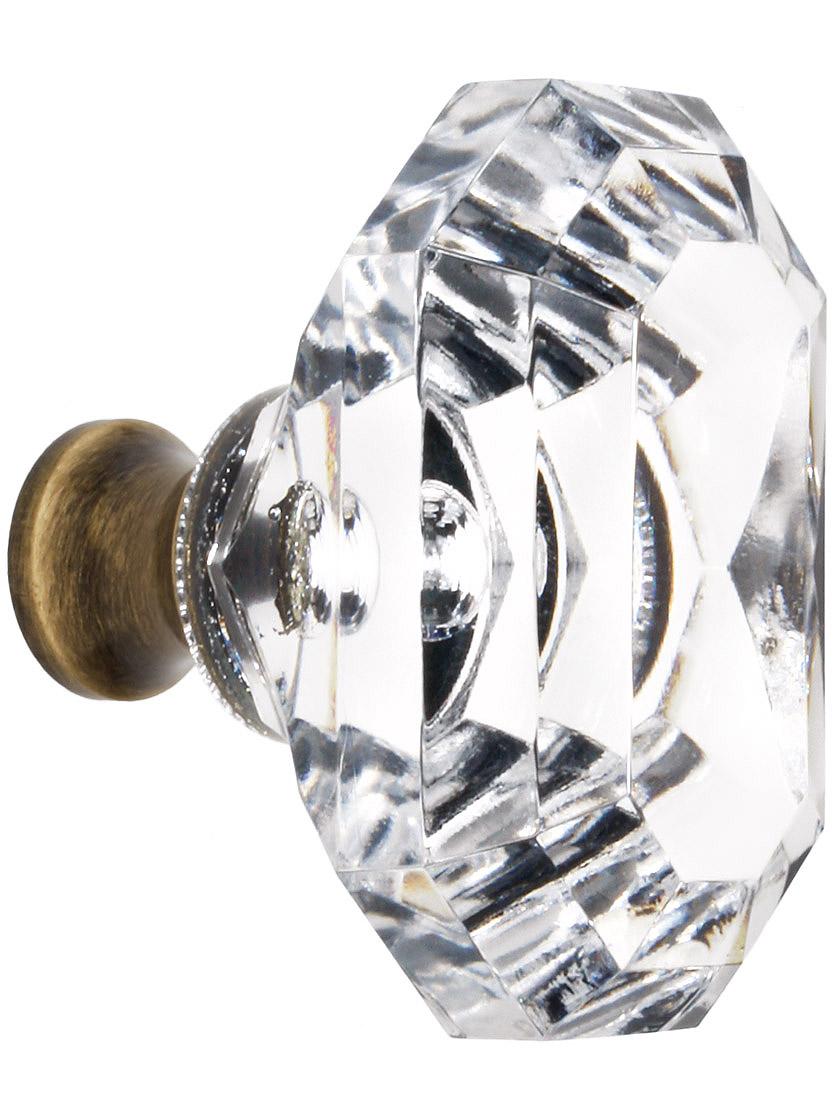 Lead Free German Crystal Faceted Oval Knob With Solid Brass Base